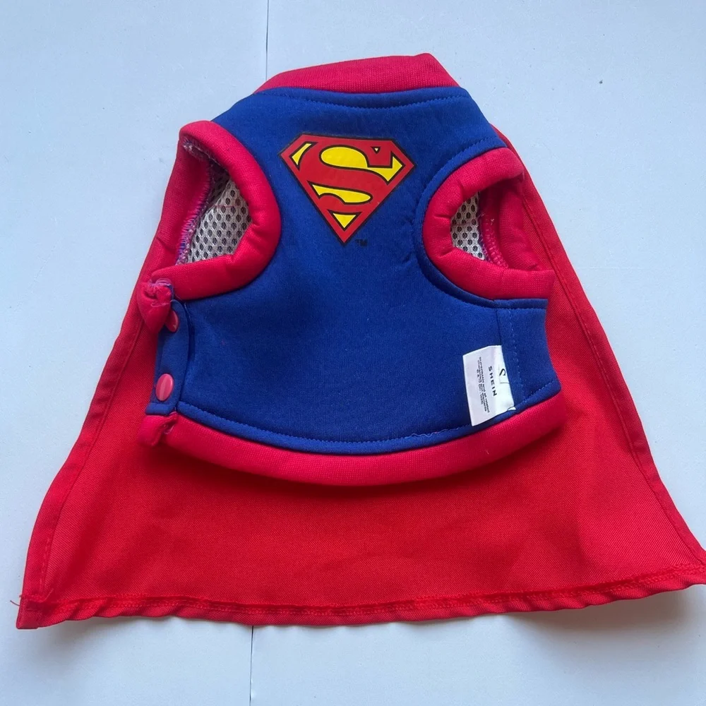 Superman Dog Costume Harness Vest with Cape